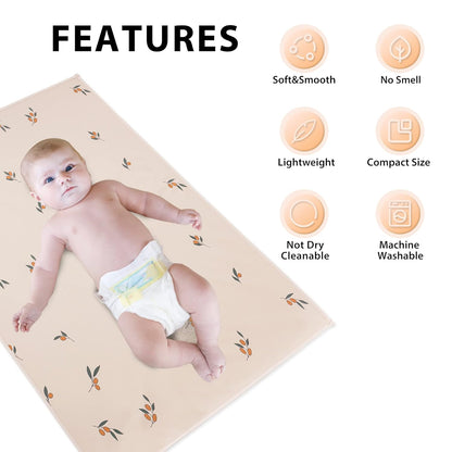 Vegan Leather Baby Changing Mat - Wipeable Portable Changing Pad, Foldable Travel Changing Mat for