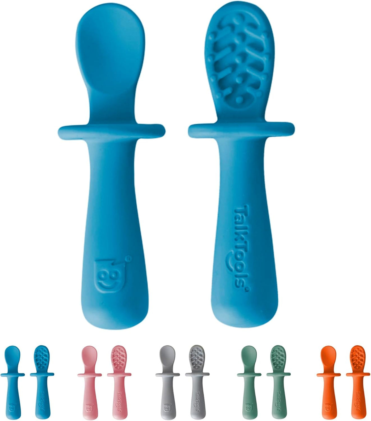 TalkTools ITSY Tiny Silicone Spoons – Twin Pack Soft Silicone Self-Feeding Training Spoons for Kids
