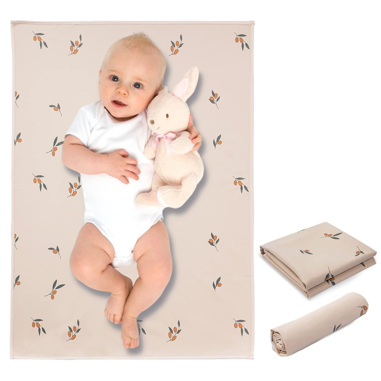 Vegan Leather Baby Changing Mat - Wipeable Portable Changing Pad, Foldable Travel Changing Mat for