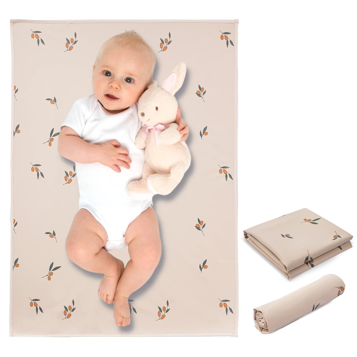 Vegan Leather Baby Changing Mat - Wipeable Portable Changing Pad, Foldable Travel Changing Mat for