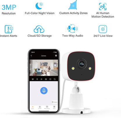 Jennov Outdoor/Indoor Security Cameras 5Ghz/2.4Ghz, 2K HD WiFi/Color Night Vision/Motion Detection