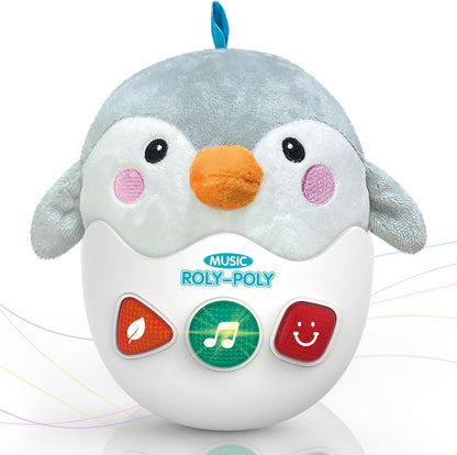 Infant Toys 0-3-6-12 Months Shower Gifts, Plush Cute Stuffed Animal Penguin Musical Baby Tummy Toys