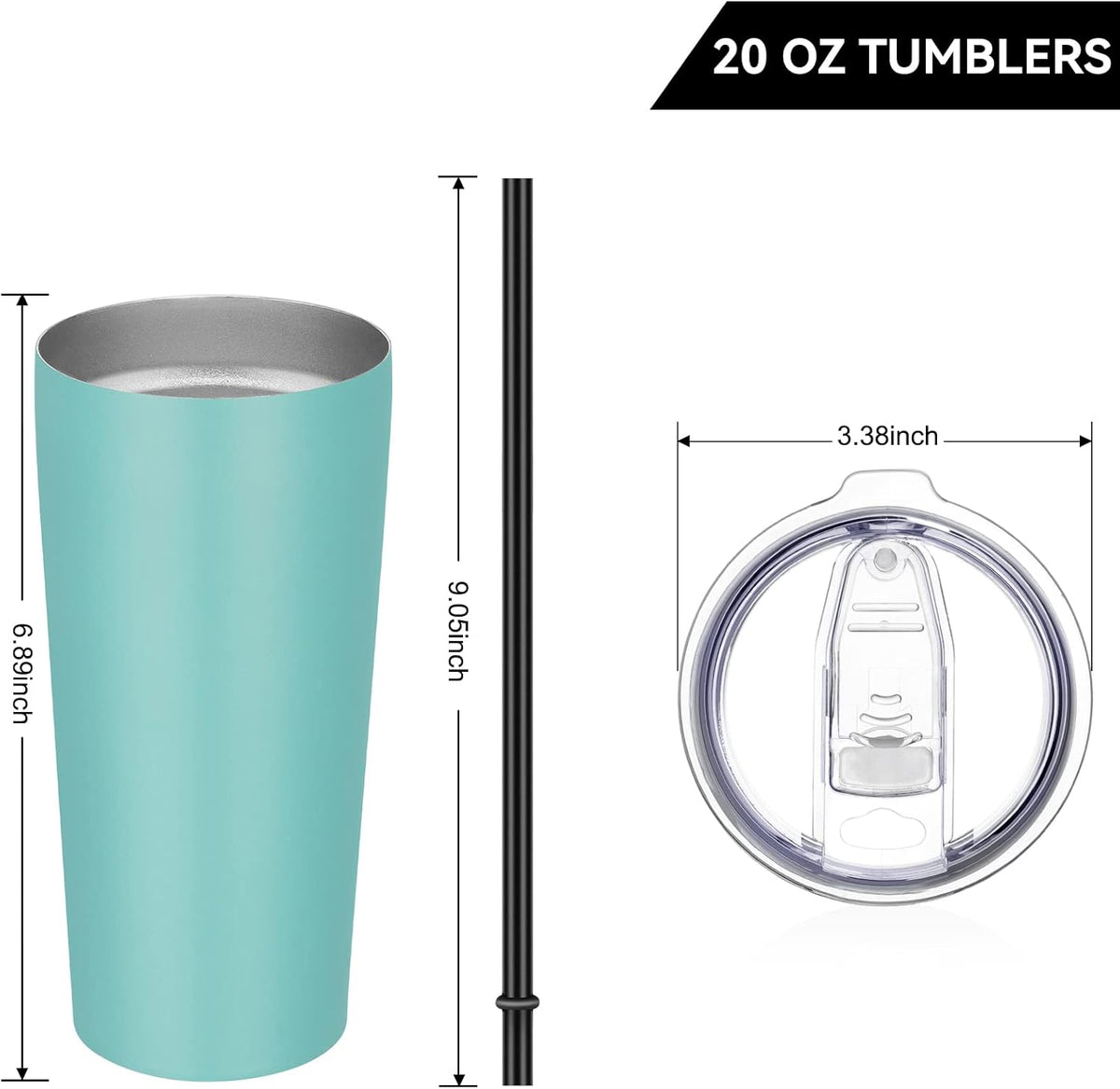 VEGOND 20oz Tumbler Bulk with Lid and Straw 12 Pack, Stainless Steel Vacuum Insulated Tumbler