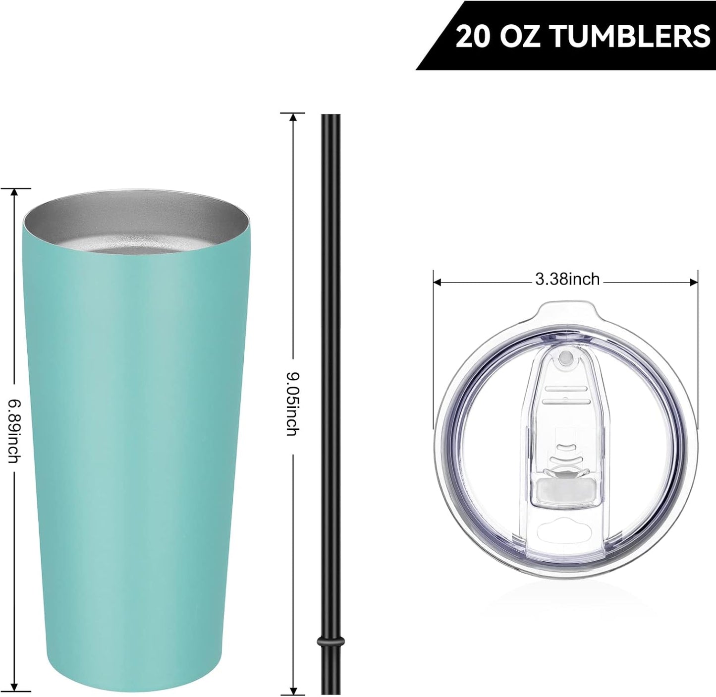 VEGOND 20oz Tumbler Bulk with Lid and Straw 1 Pack, Stainless Steel Vacuum Insulated Tumbler
