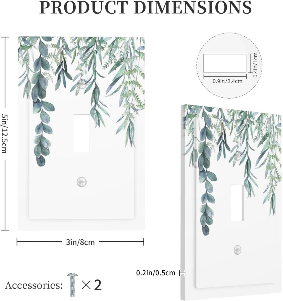 Eucalyptus Leaves Greenery Vine Flowers Simplicity Decorative Light Switch Cover 1 Gang Single