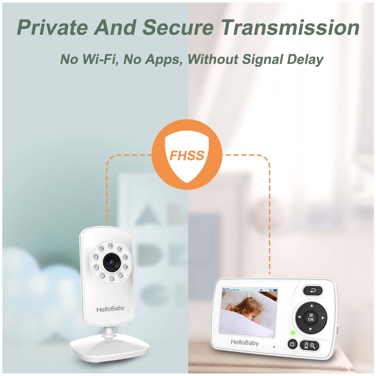 HelloBaby HB30 Video Baby Monitor with Digital Camera and Audio, No WiFi No App Safety Baby