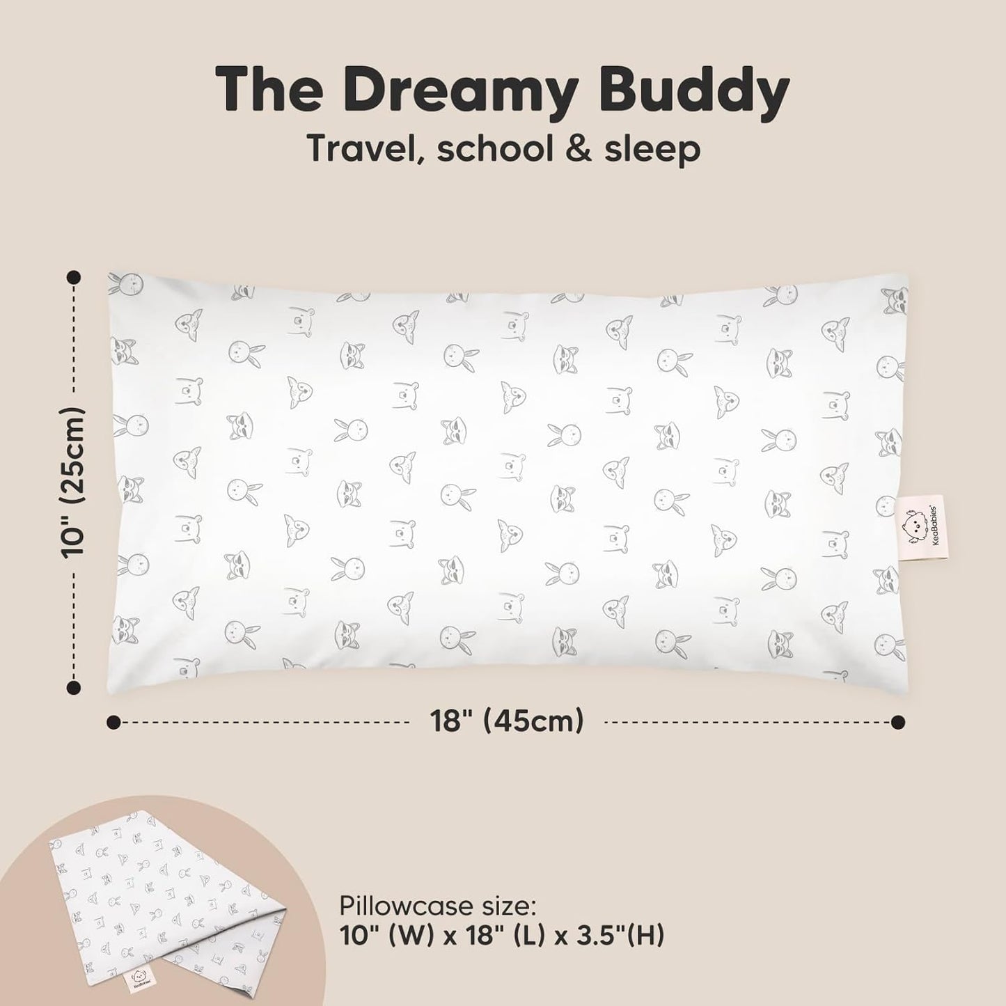Toddler Pillow with Pillowcase - 10x18 My Little Dreamy Kids Travel Bed Pillows for Sleeping