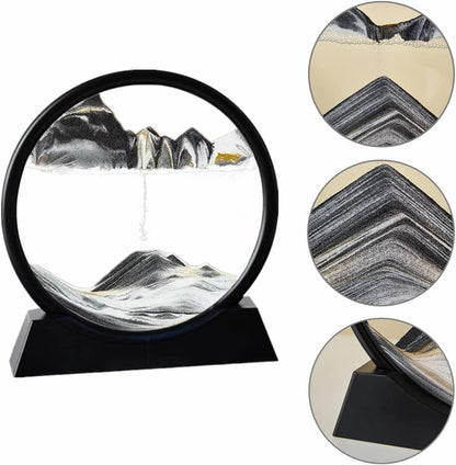 Moving Sand Art Picture in Motion Round Glass 3D Deep Sea Landscape, Dynamic Sand Art Sandscapes