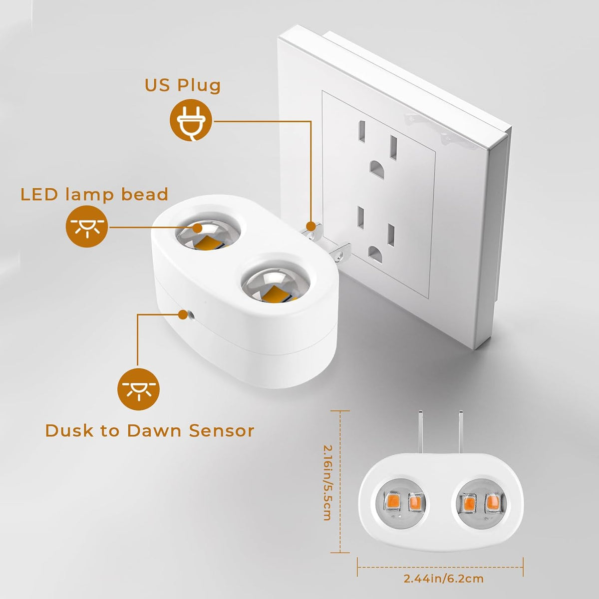Night Light Plug into Wall, 4 Pack LED Night Lights,Rotatable Plug Night Lights,Dusk to Dawn Light