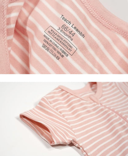 Teach Leanbh Toddler Baby Boys Girls 2-Pack Pajamas Cotton 2 Way Zipper Short Sleeve Footless