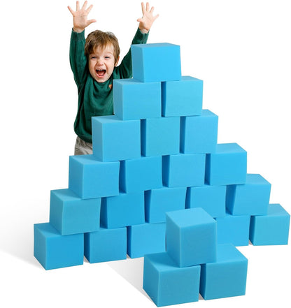 Foam Pit Cubes - 24 PCS 5 Inches Gymnastics Foam Blocks Trampoline Blocks, Multi-Sport Protective