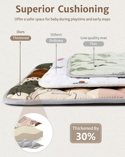 Blissful Diary Baby Play Mats for Floor, 47x47 Playpen Mat, Thicken Cushioning Padding Foam