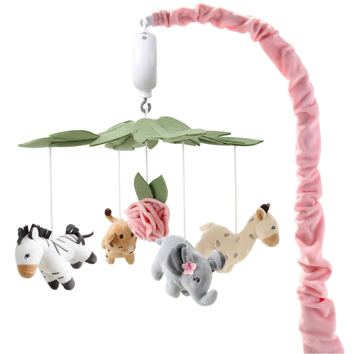 The Peanutshell Crib Mobile for Girls - Soft Pink Musical Baby Crib Mobile with 12 Lullabies, Cute