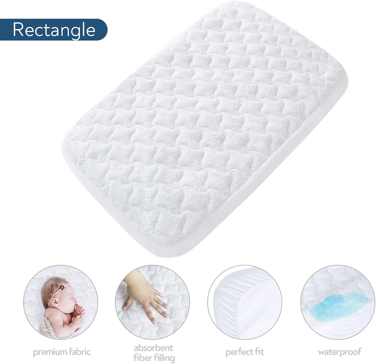 Bassinet Mattress Pad Cover 32" x 18"- Fit for Arms Reach Clear-Vue,Cambria, RONBEI, Chicco LullaGo