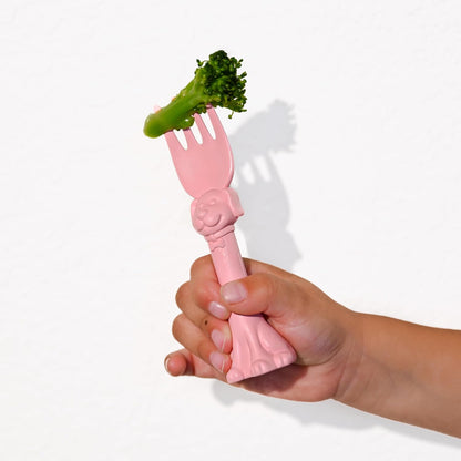 Made in USA Spoon la la Toddler Utensils Set - 2 Pack (1 Spoon & 1 Fork for Kids) - Self-Standing