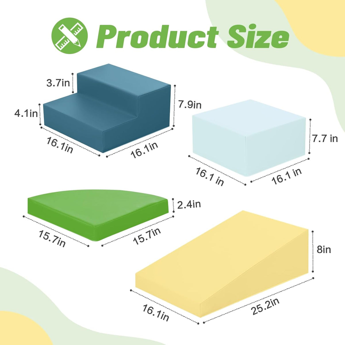 6-Piece Soft PU Leather Toddlers Climbing Toys, Baby Foam Climbing Blocks for Toddlers 3, Foam Play