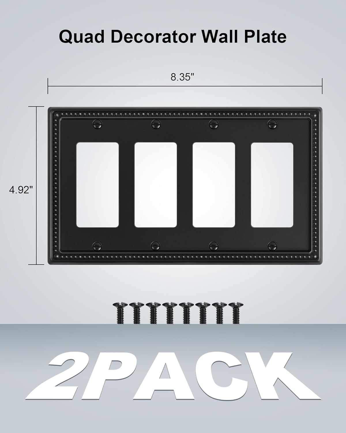 2-Pack Quad Decorator Outlet Cover Plate, Black Pearls Decorative Switch Plates and Outlet Covers
