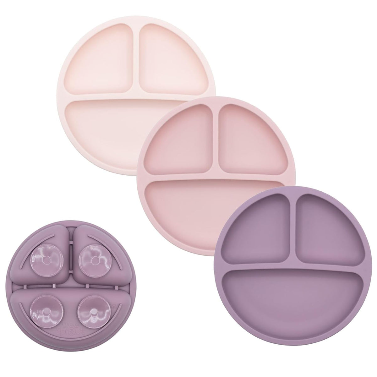 WeeSprout Suction Plates for Babies & Toddlers - 100% Silicone, Dinnerware Stays Put, Divided