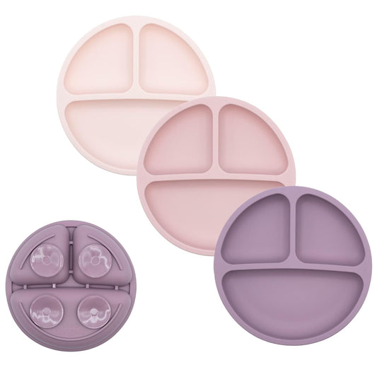 WeeSprout Suction Plates for Babies & Toddlers - 100% Silicone, Dinnerware Stays Put, Divided
