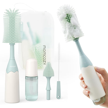 Momcozy Bottle Brush Kit, Innovative Push-Press Design for Better Cleaning - Baby Bottle Cleaner