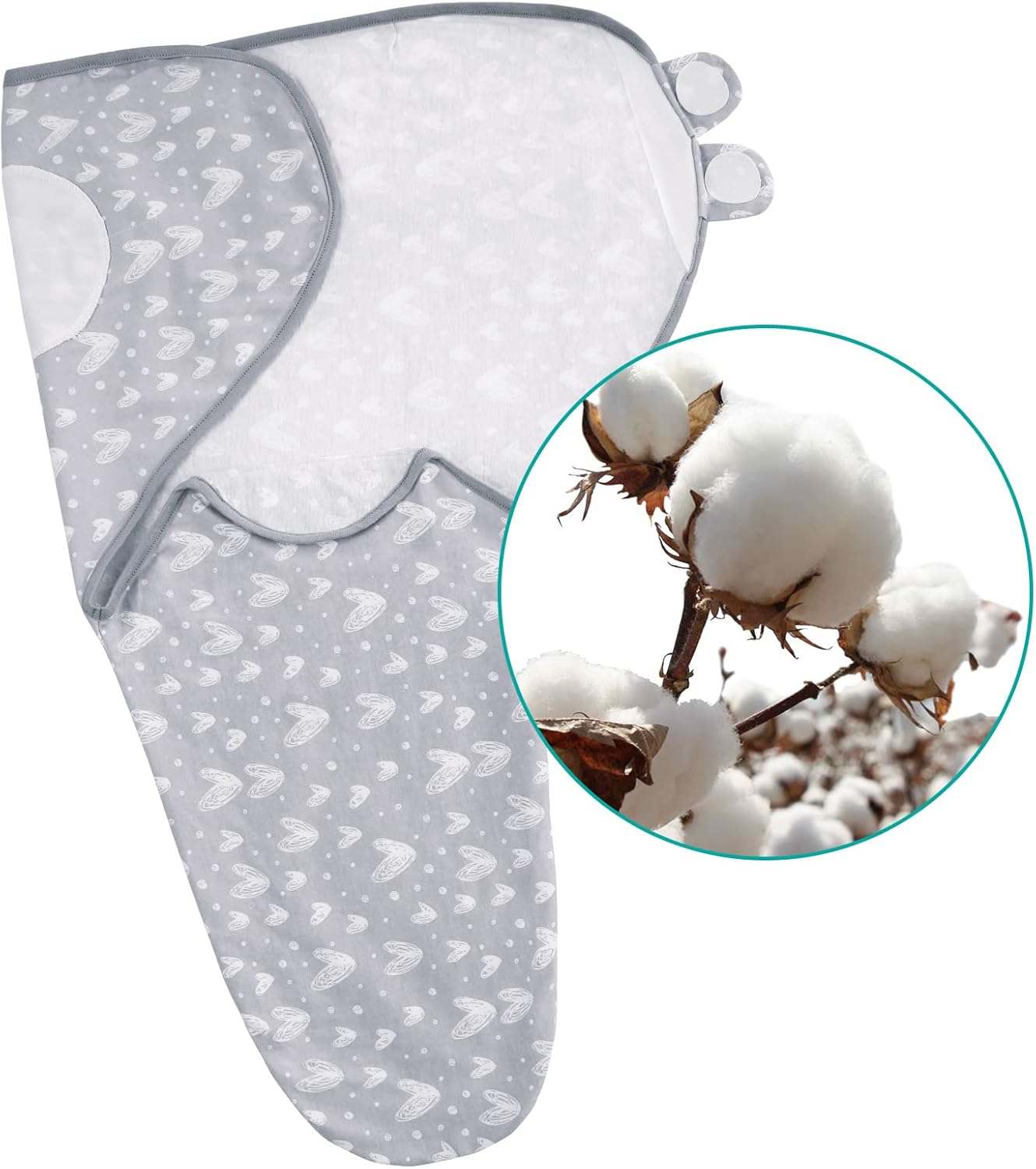 Biloban Baby Swaddle for Boys Girls, 3-6 Months, Cotton Blanket, Newborn Essentials, Lovely Grey