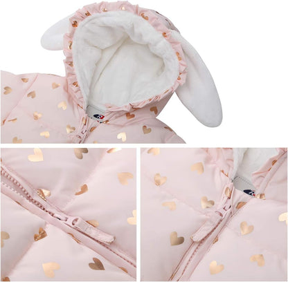 Rokka&Rolla Baby Girls' Water-Resistant Soft Mini Fur Lined Puffer Jacket Winter Coat for Newborn
