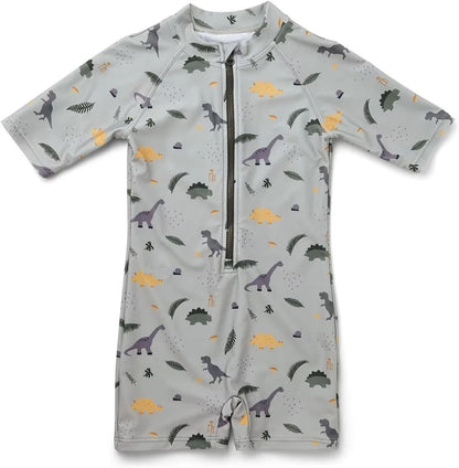 Boys One Piece Swimsuit Whale Dolphin Bathing Suit Zipper Rash Guard Kid Short Sleeve Swimwear