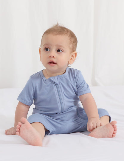 Jimonda Boys Baby Girls Short Sleeve Romper Unisex Baby Footless Pajamas With Viscose 2-Way Zipper