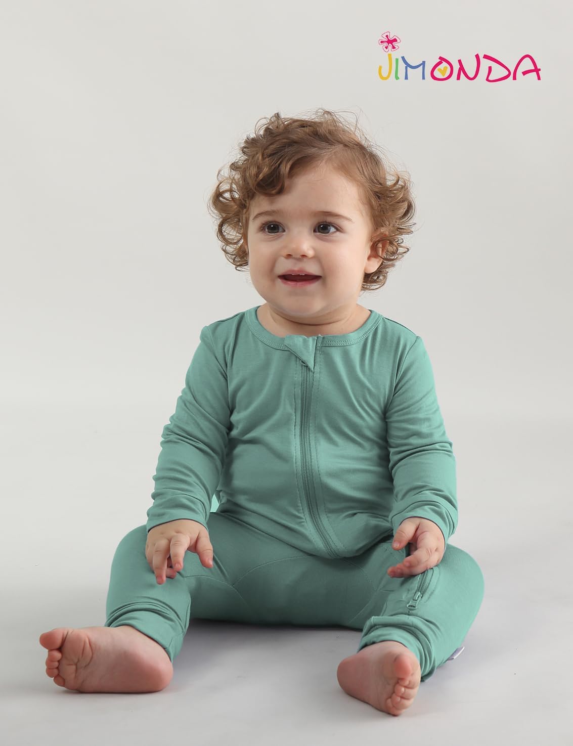 Jimonda Baby Romper Boys Girls Bamboo Pajamas 2-Way Zipper Footless Unisex Long Sleeve Sleepers