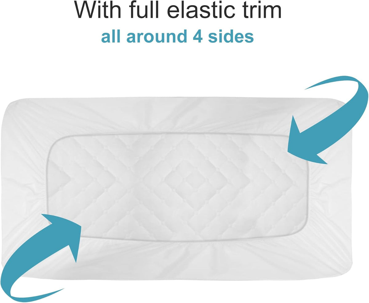 NTBAY 2 Pack Waterproof Crib Mattress Protector, Quilted 28"x52" Toddler Fitted Sheet - Machine