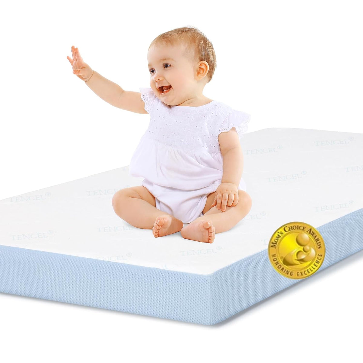 BABELIO Toddler Mattress for Crib Memory Foam 2 Stage Standard Size, with Removable Waterproof