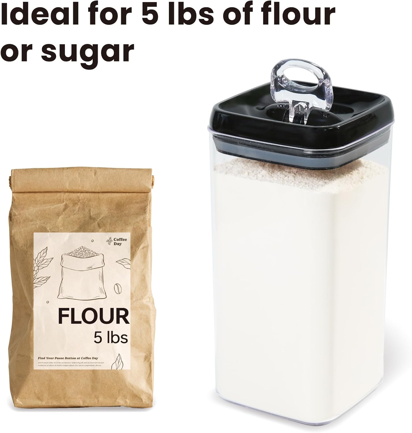 Felli Flip Tite Storage Container with Lid 6" XL Air Tight Ring Lock Top, Clear Acrylic Canister