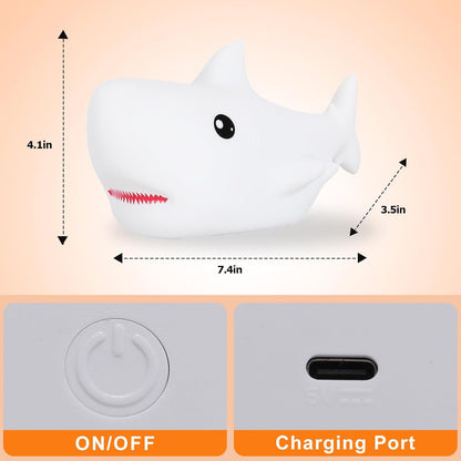 ZKLiLi Shark Night Light, Cute Silicon Night Light for Kids, Nightlight with Remote，Portable
