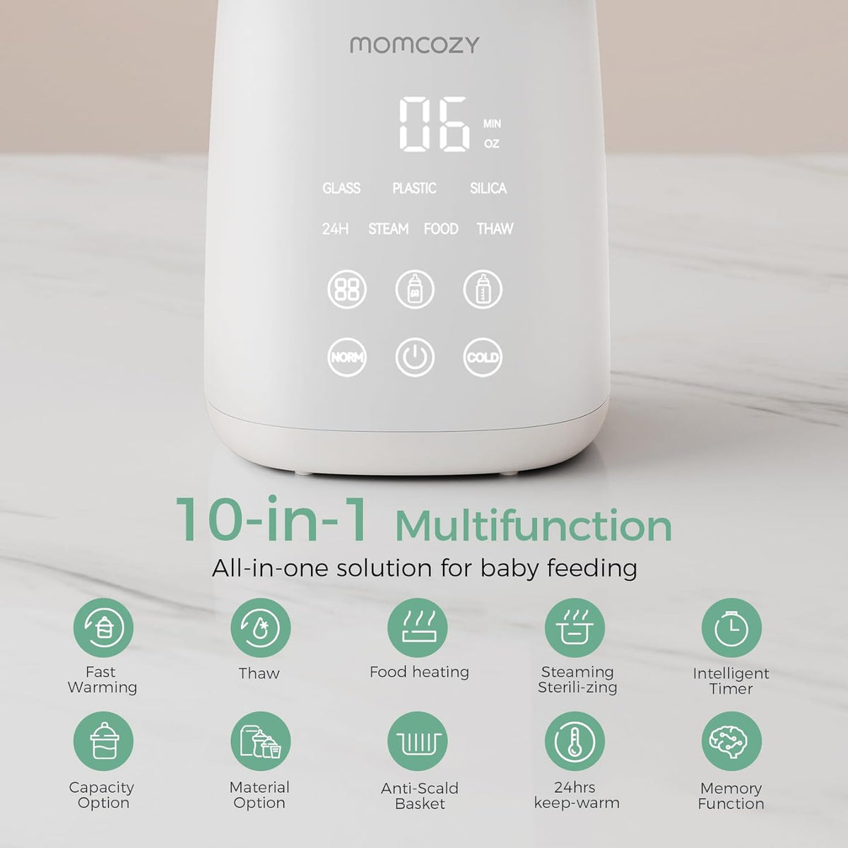 Momcozy Bottle Warmer, Fast Bottle Warmers for All Bottles with Timer, Accurate Temperature Control