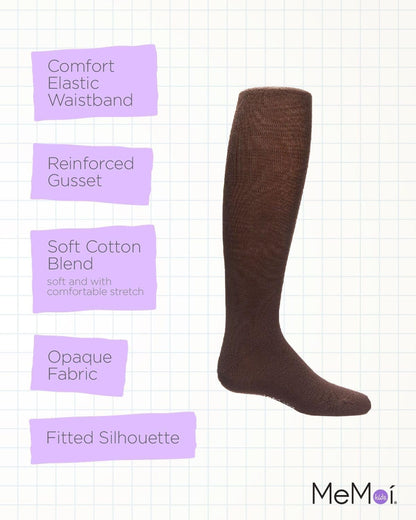 MeMoi Soft Pima Cotton Tights for Girls, Soft and Lightweight Opaque Tights for girls - Sizes 8 to