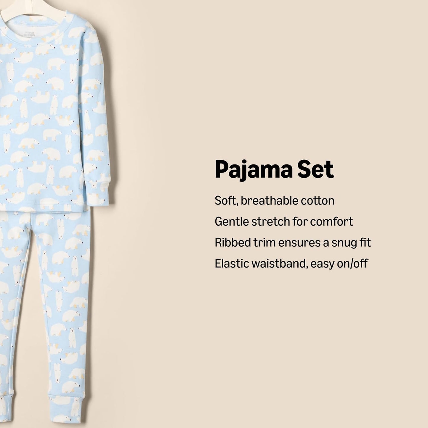 Amazon Essentials x Sofia Grainge Unisex Babies, Toddlers and Kids' Snug-Fit Cotton Pajamas, Pack