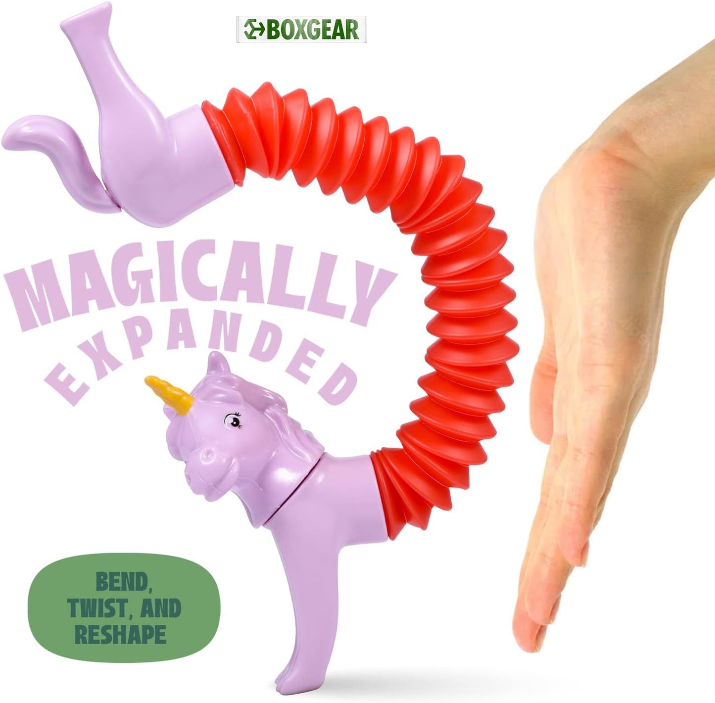 Boxgear 5-Pack Pop Tubes Mixed Animal Fidget Toys – Sensory Tubes for Toddlers – Cute Animal