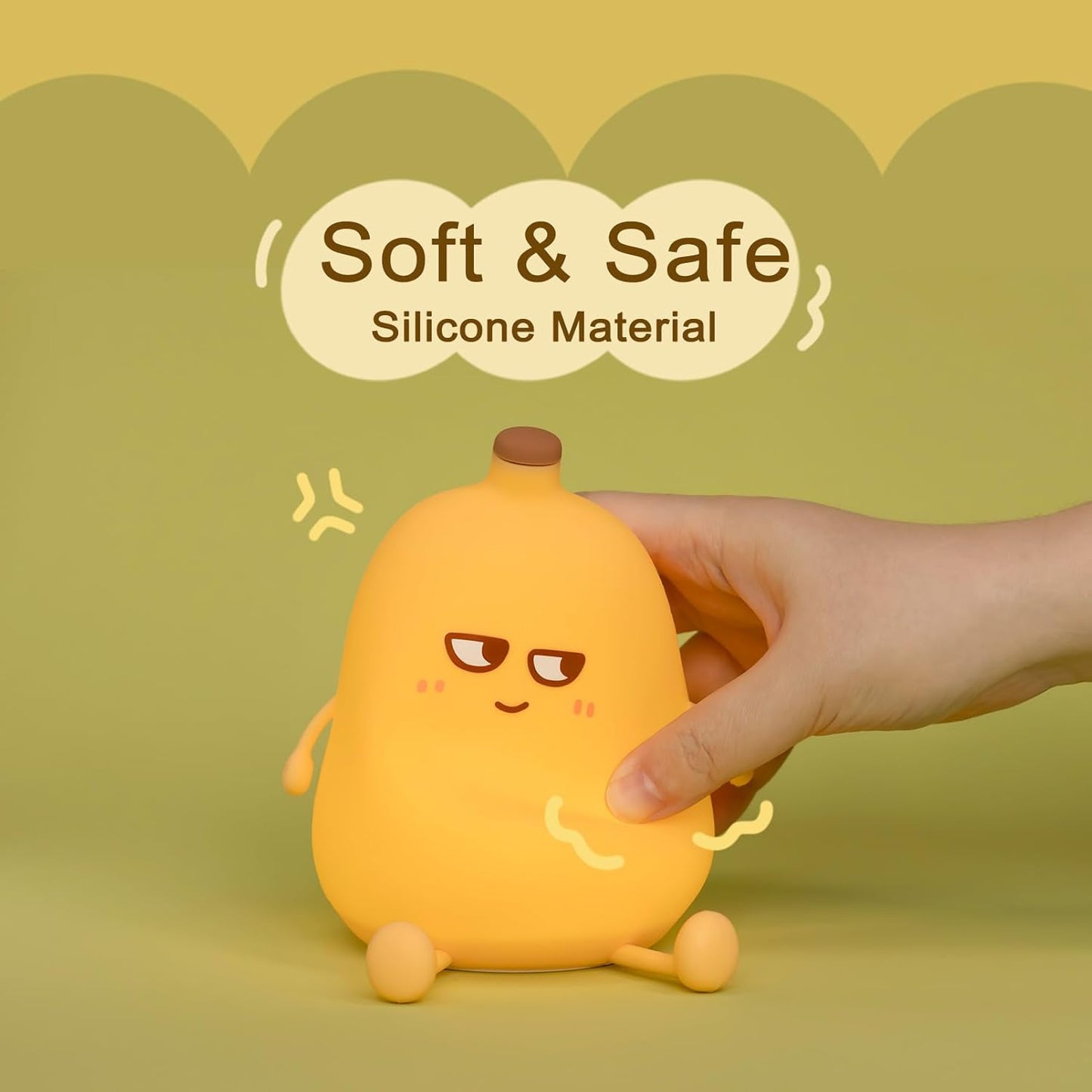 Banana Night Light for Kids, Cute Night Lamp for Room Decor, Portable Silicone Kids Lamp USB