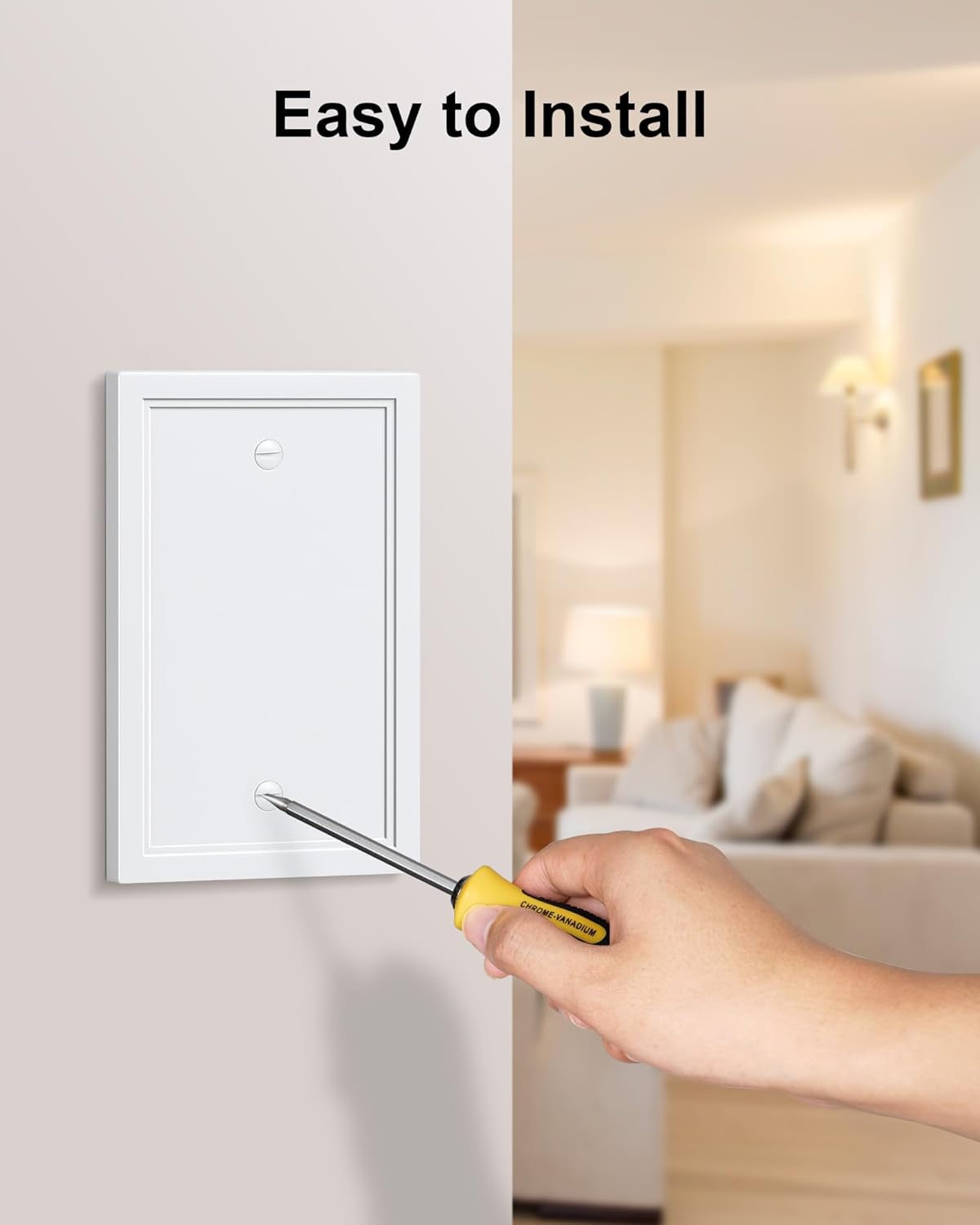 2-Pack Blank Outlet Cover Wall Plate, Natural Material Switch Plates Outlet Covers, Pure White