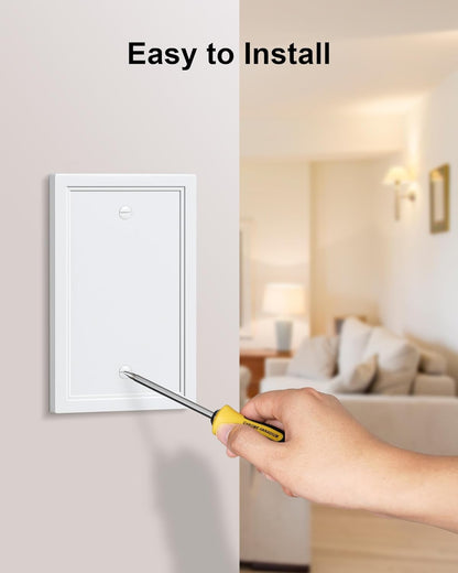 2-Pack Blank Outlet Cover Wall Plate, Natural Material Switch Plates Outlet Covers, Pure White