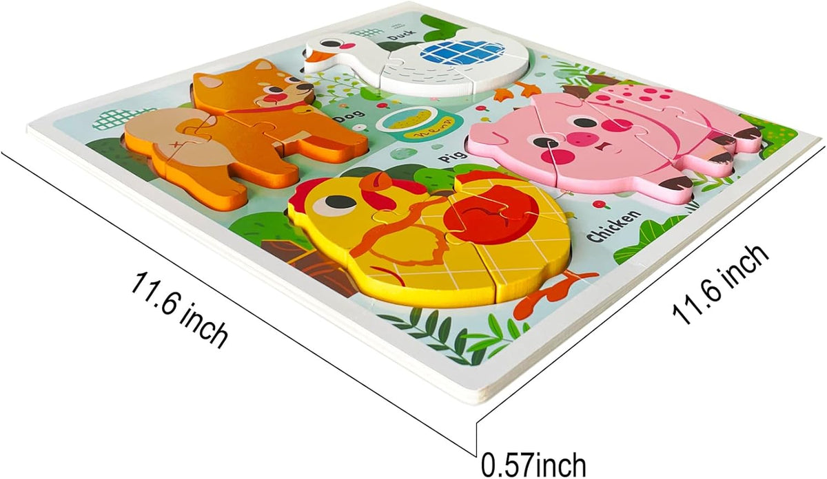 Farm Animal Puzzles for Toddlers 1-3, Gifts for 2 3 Years Old Girls Boys,Wooden Montessori Puzzle