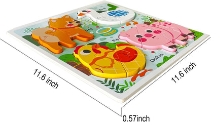Farm Animal Puzzles for Toddlers 1-3, Gifts for 2 3 Years Old Girls Boys,Wooden Montessori Puzzle