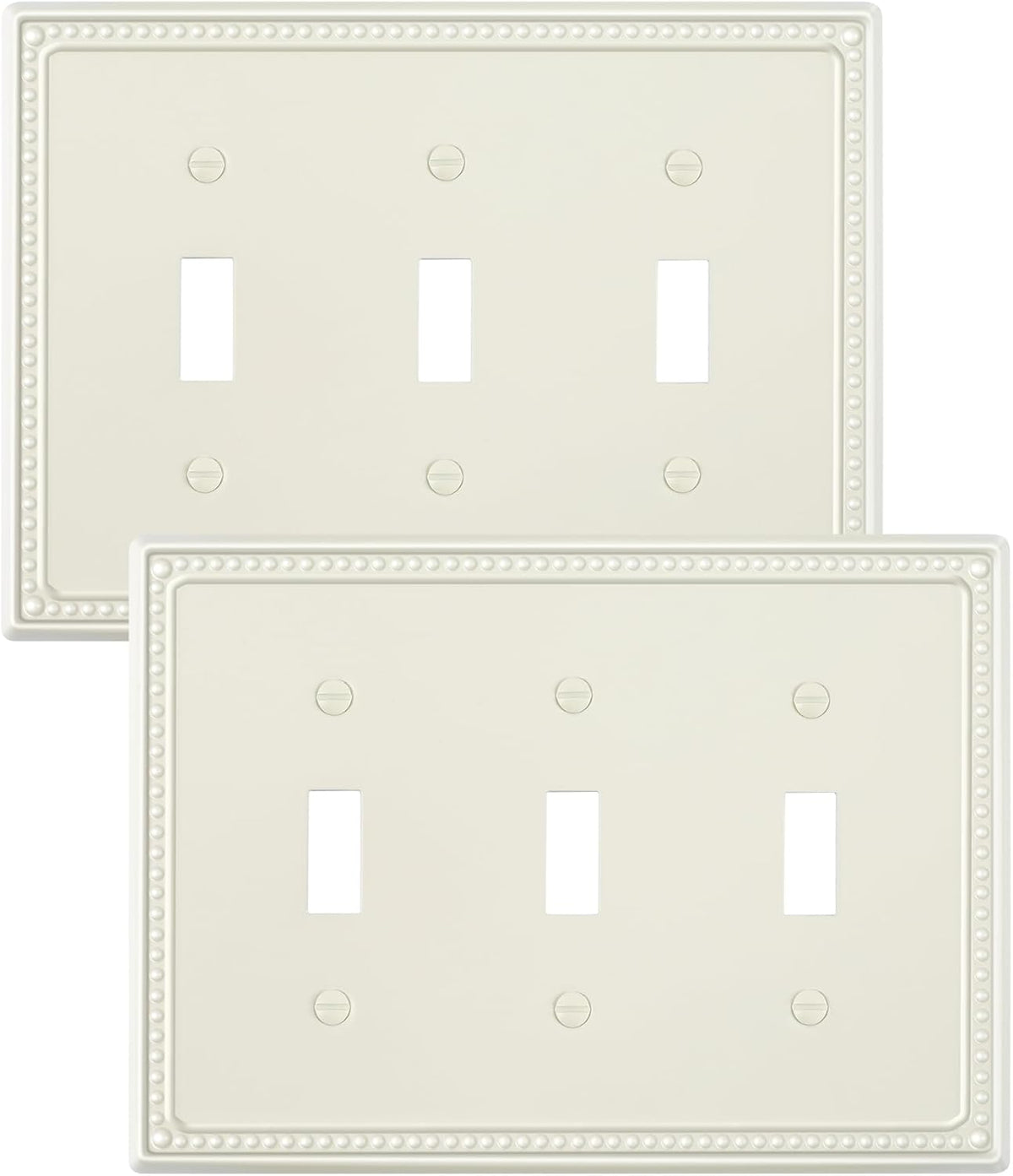 2-Pack Triple Toggle Light Switch Cover Plate, Pearls Decorative Switch Plate Covers, Light Almond