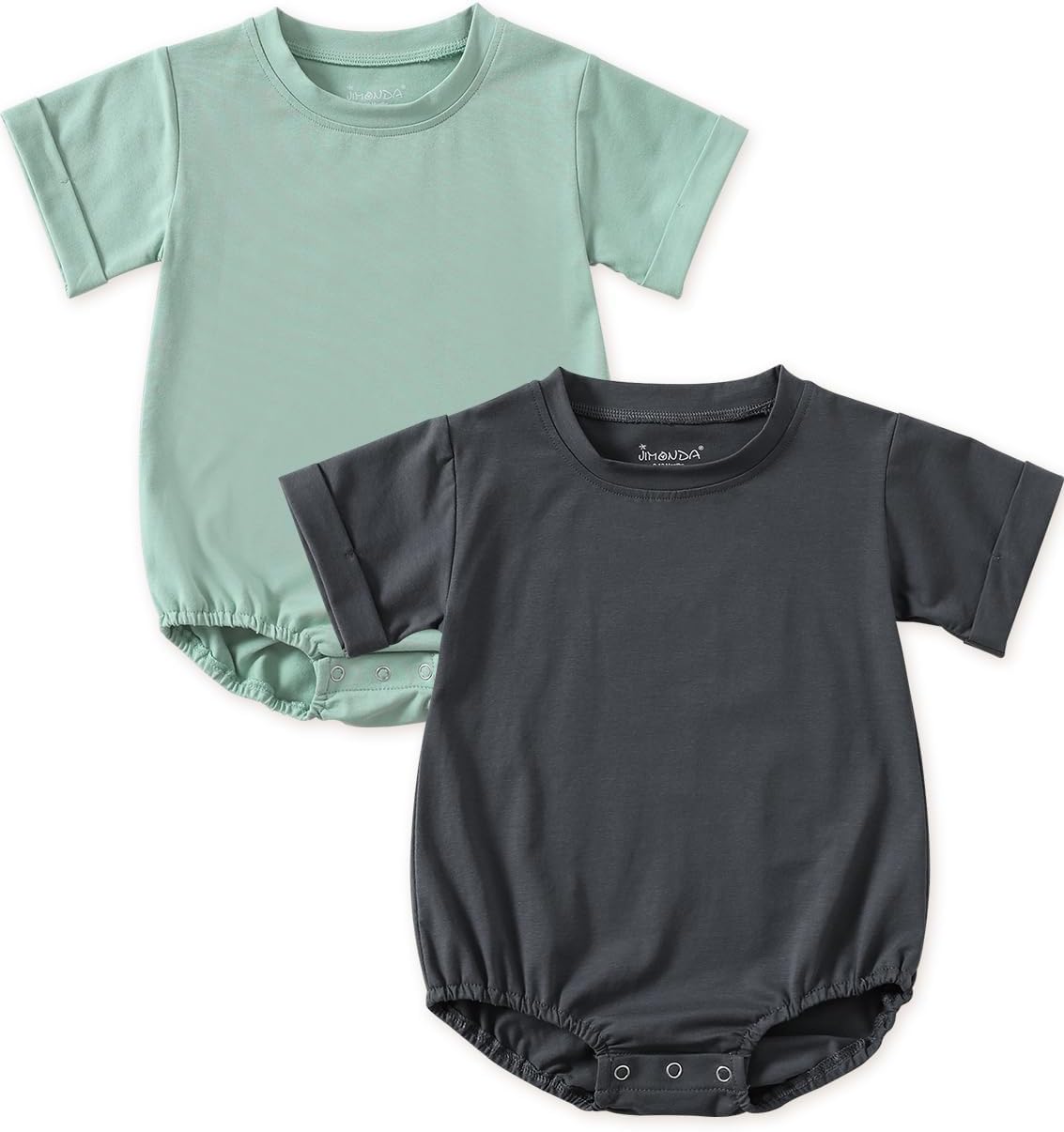 Jimonda Baby Bubble Romper Boy Girl Solid Color T-Shirt Outfits Short Sleeve Bodysuit Organic