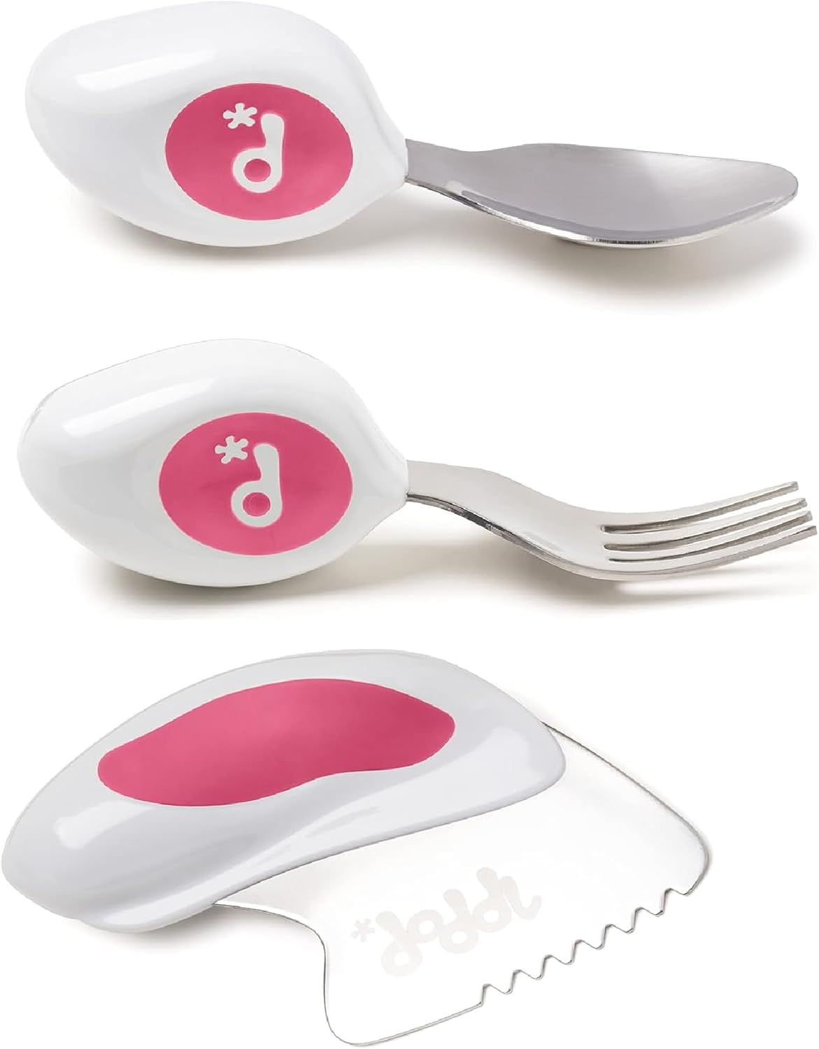 doddl Toddler Utensils, Ergonomic Fork Spoon and Knife Set for Self Feeding, Stainless Steel