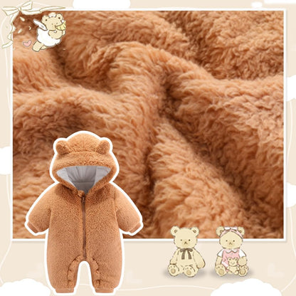 UVIPC Baby Newborn Bear Outfit Fleece Snowsuit Winter Clothes Hooded Jumpsuit Romper for Baby boy