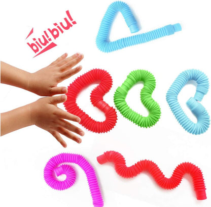 Pop Multi-Color Tubes Sensory Toys for Toddler Kids Learning Toys - 4 Pack