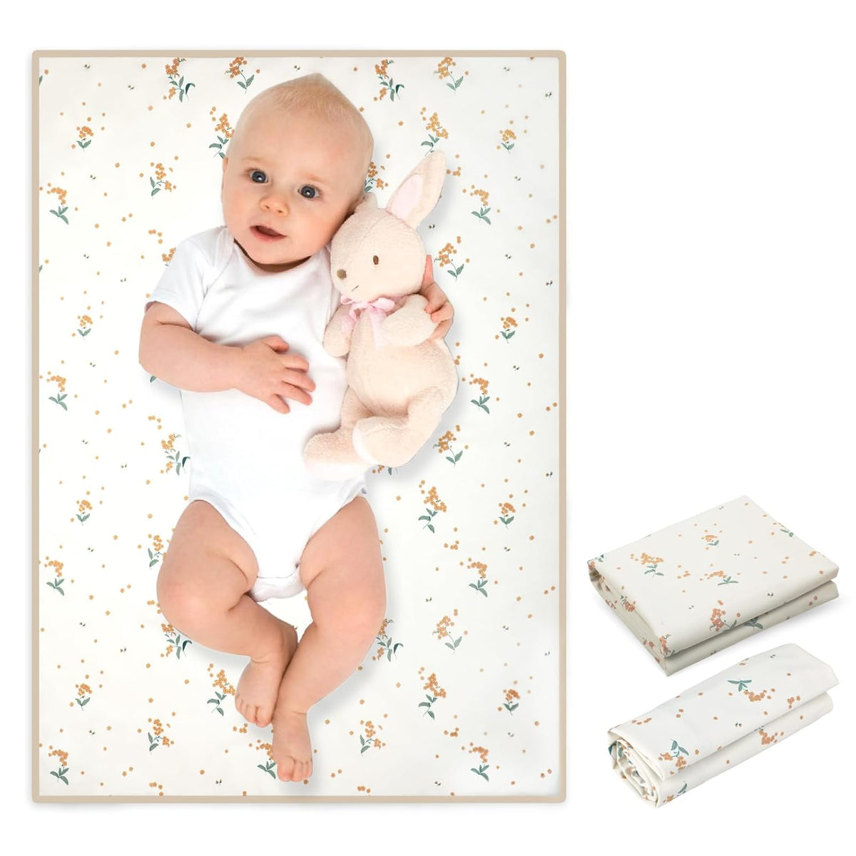 Vegan Leather Baby Changing Mat - Wipeable Portable Changing Pad, Foldable Travel Changing Mat for