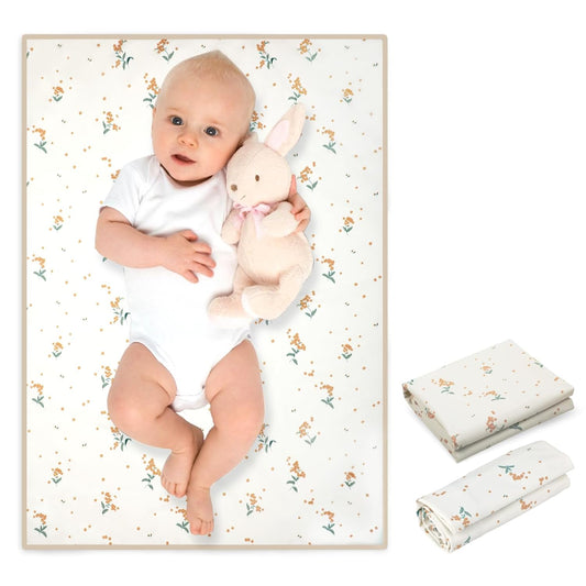 Vegan Leather Baby Changing Mat - Wipeable Portable Changing Pad, Foldable Travel Changing Mat for