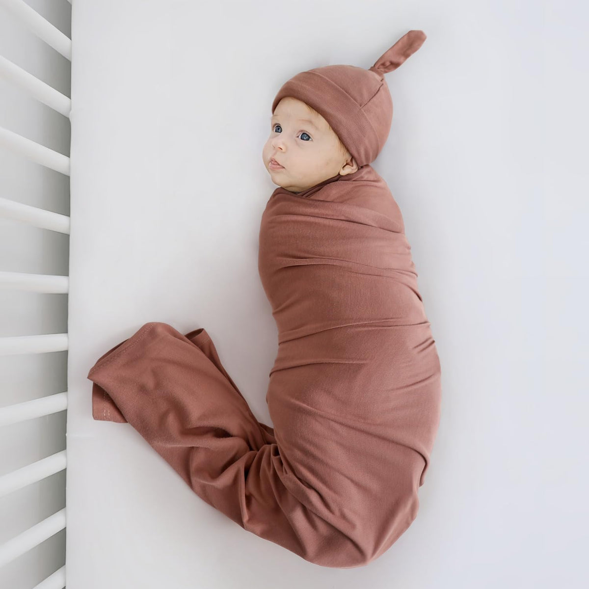GRSSDER Newborn Swaddle Blanket, Ultra Soft Jersey Receiving Blanket with Matching Headband and
